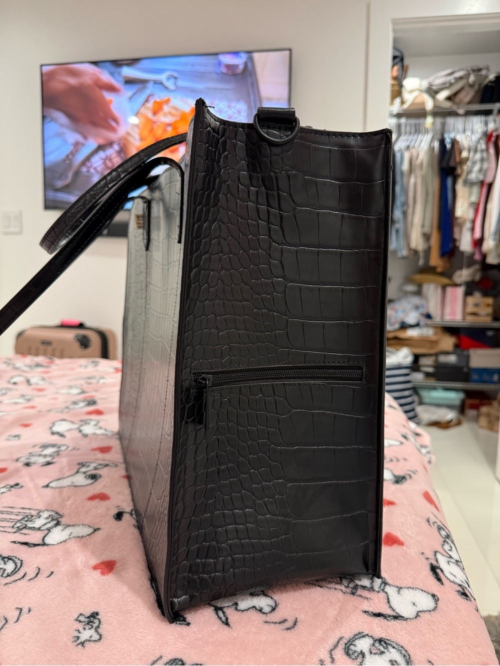 BEIS Black Croc-Embossed Tote - Picture 5 of 16